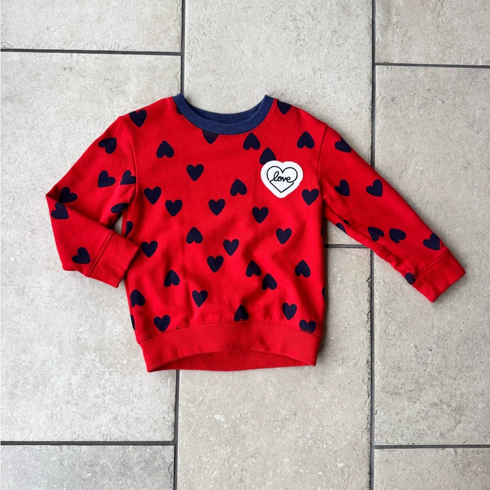 ❌DONATED❌ EUC Cat & Jack Red and Navy Love Heart Sweatshirt